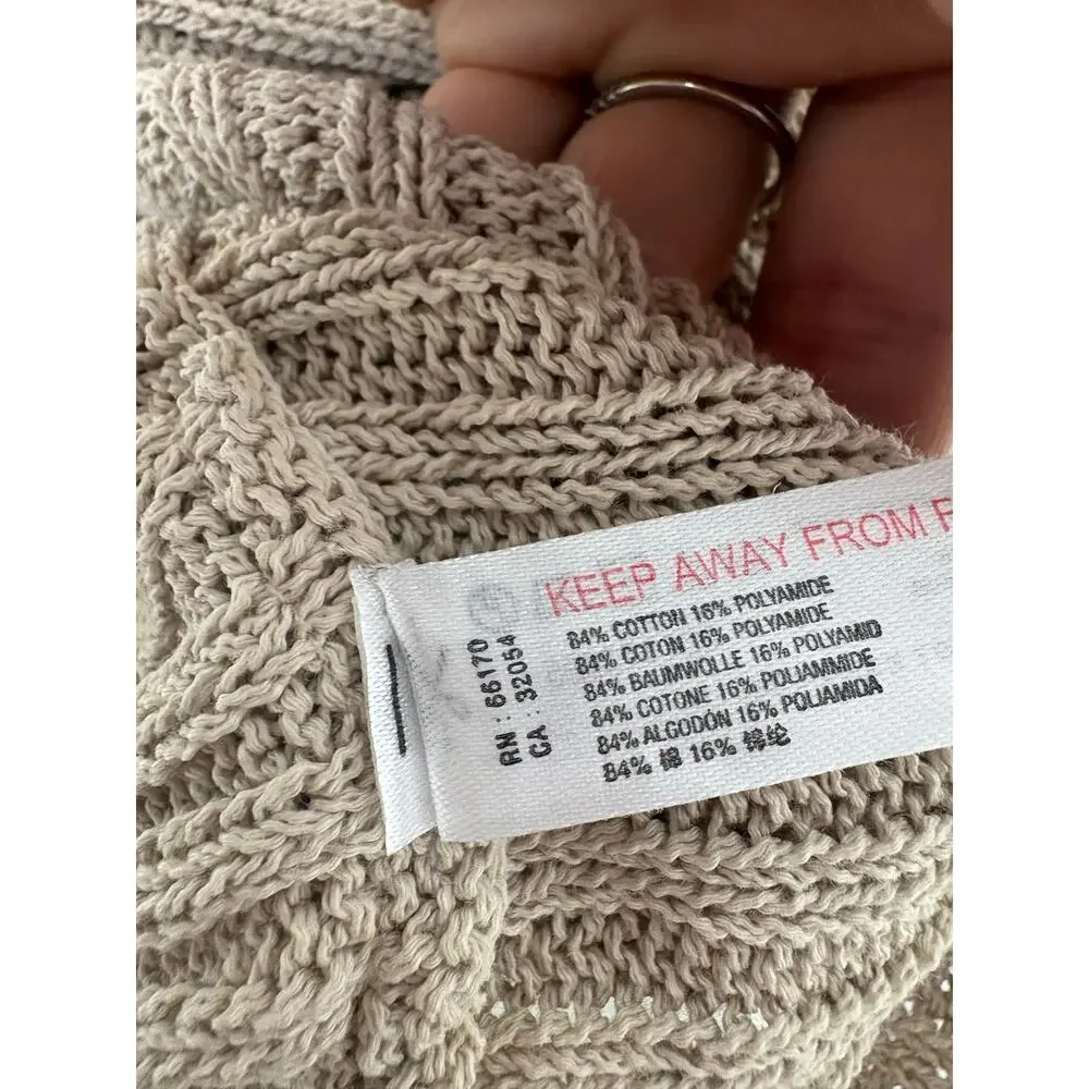 Free People Beach Imogene Sweater Size XS Tan Ribbed Oversized Open Knit